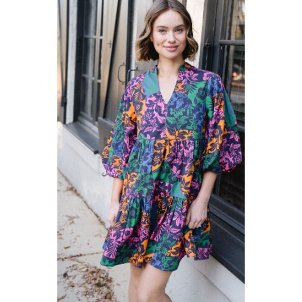 NWT Briton Court Hattie Dress - Colorblock Floral - XL